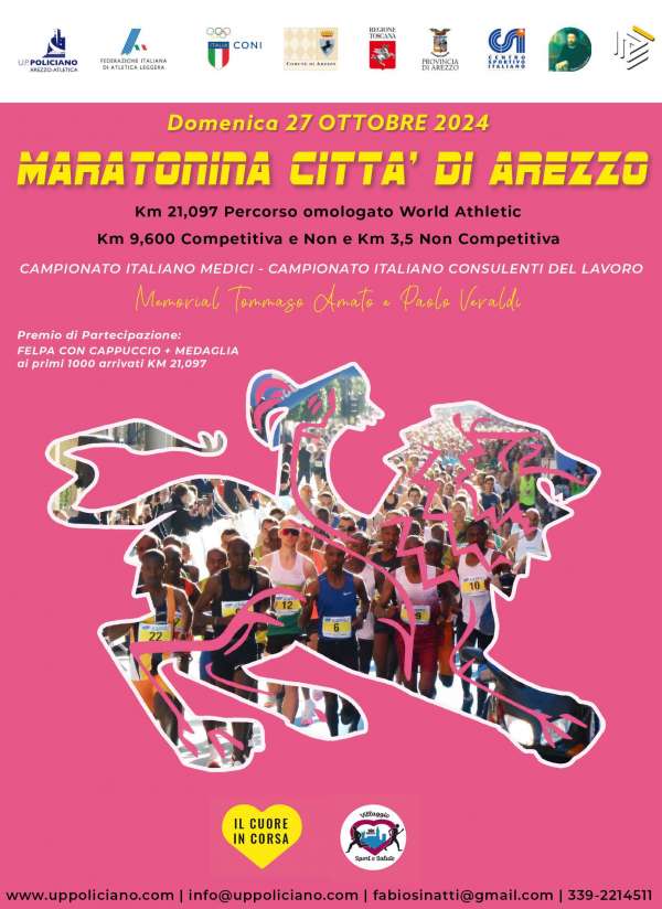 Venticinquesima edizione della Maratonina città di Arezzo, gara internazionale di 21,097 km su percorso omologato WA