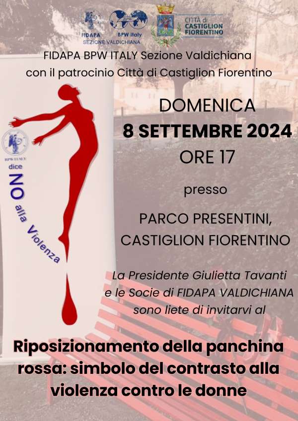 Riposizionamento panchina rossa Castiglion Fiorentino