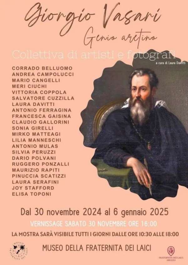 In occasione della ricorrenza per i 450 anni dalla morte di Giorgio Vasari il Museo della Fraternita dei Laici partecipa alle celebrazioni con una mostra collettiva dove 22 autori, artisti e fotografi rendono omaggio all’artista aretino